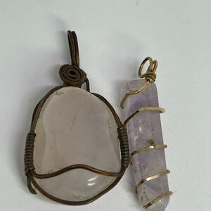 Wire Wrapped Crystal Pendant Set